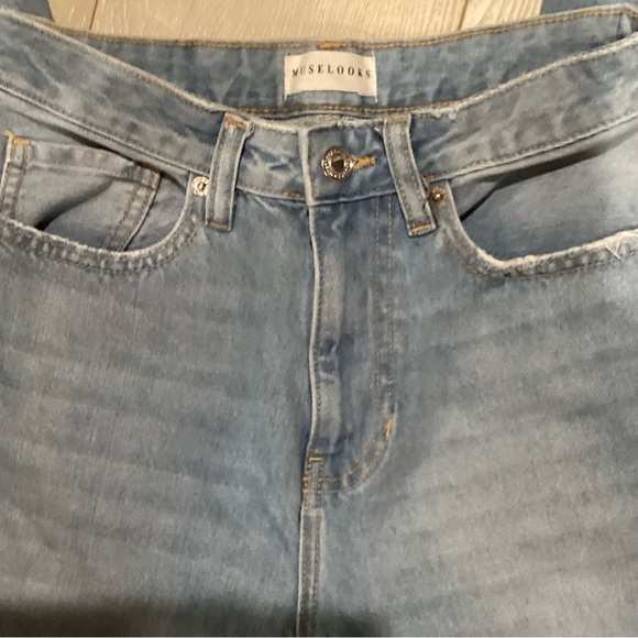 High Rise Distressed Blue Jeans - Picture 3 of 4